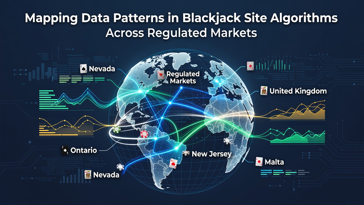 Visualization of data patterns in blackjack algorithms across regulated markets