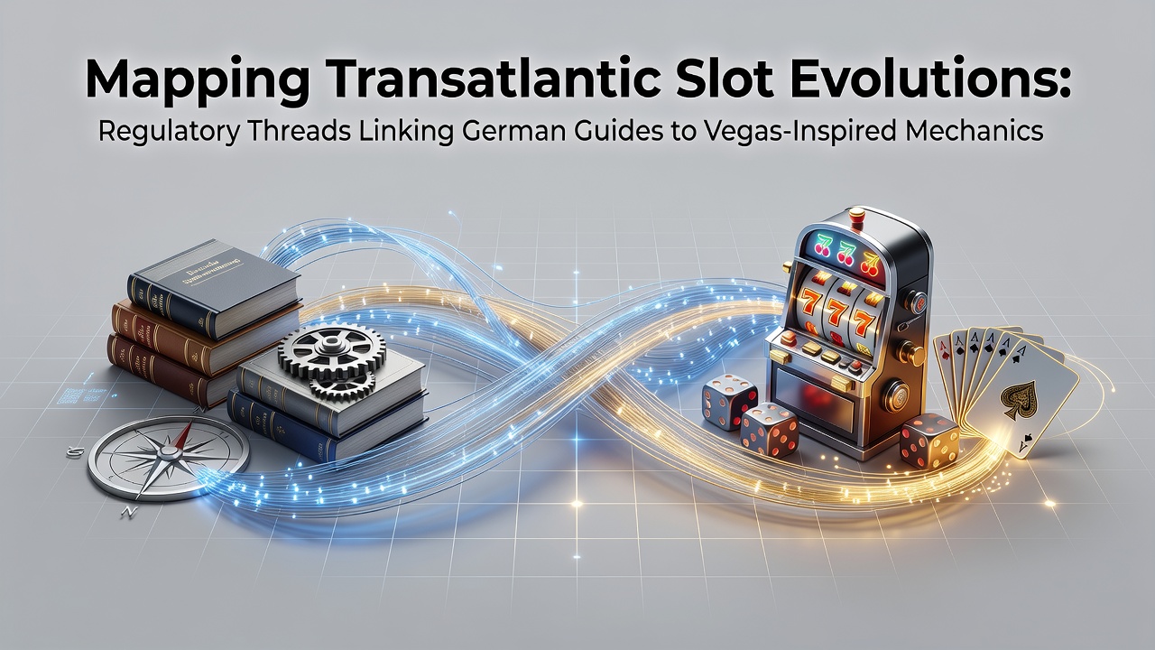 Historical comparison of slot machine designs showing early Vegas reels alongside modern German-regulated digital interfaces