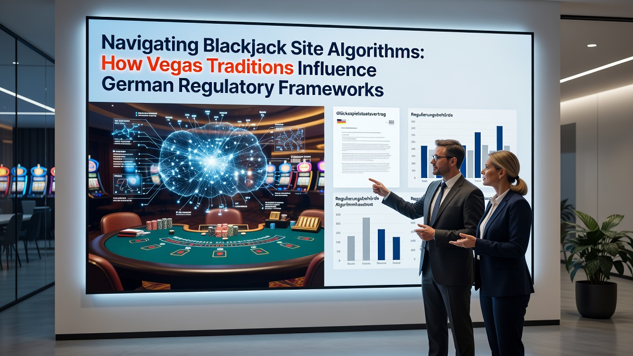 German regulatory documents and live dealer blackjack interface side by side showing compliance mapping