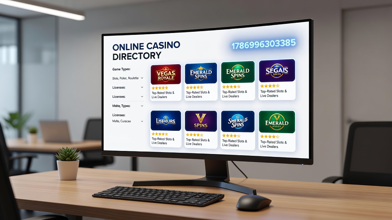 Detailed view of casino comparison features within an online directory including bonus tables and regulatory badges