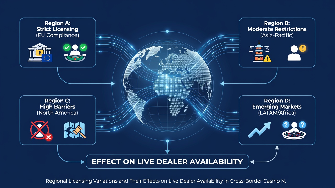 Live dealer studio setup illustrating regional compliance differences in casino networks