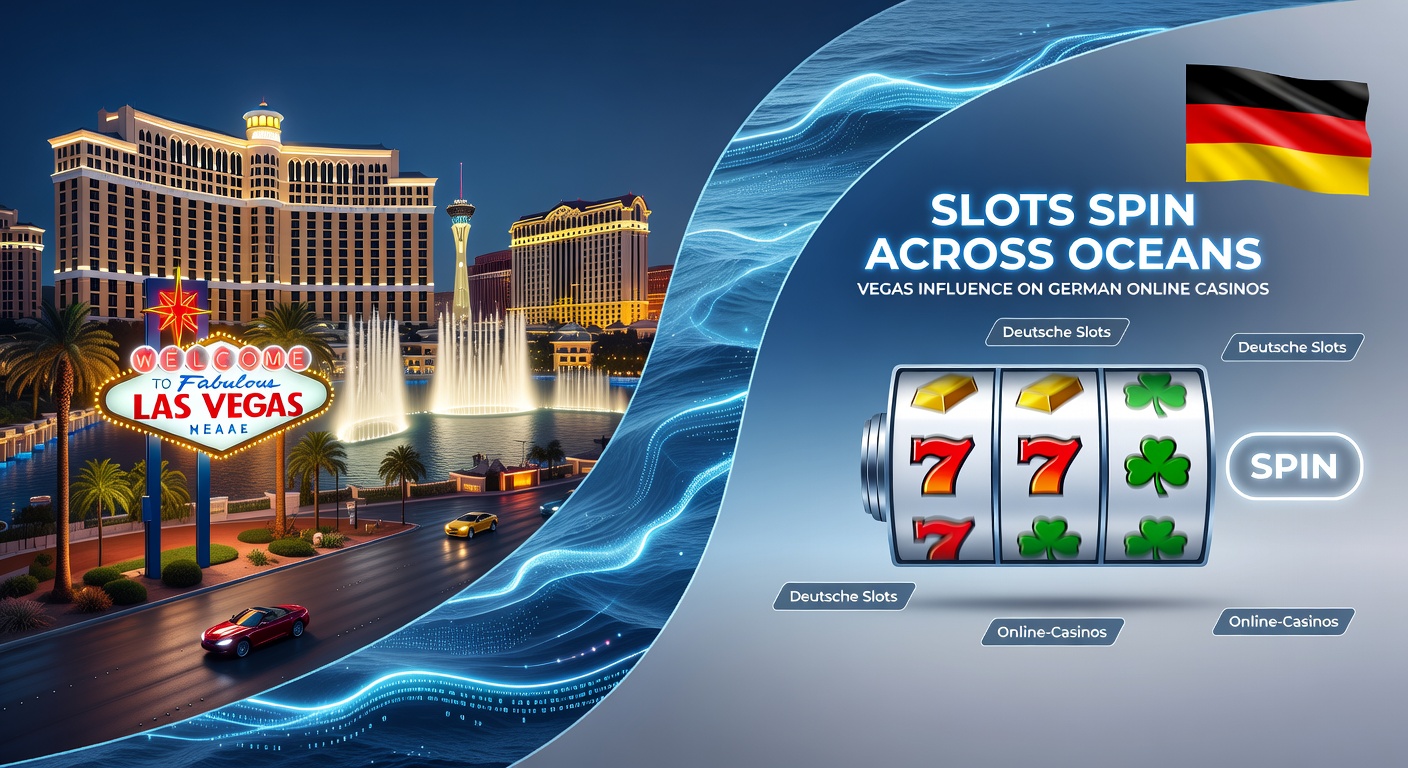 A modern German online casino interface displaying Vegas-inspired slot reels with jackpot counters and bonus features
