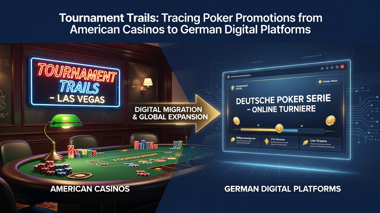 German online poker interface displaying tournament lobby and bonus promotions